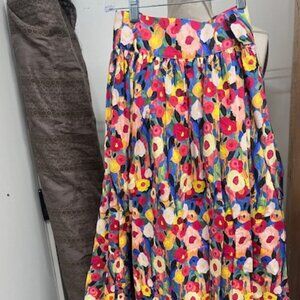Ava and Lou Floral Maxi Skirt with Side Button Detail Size S